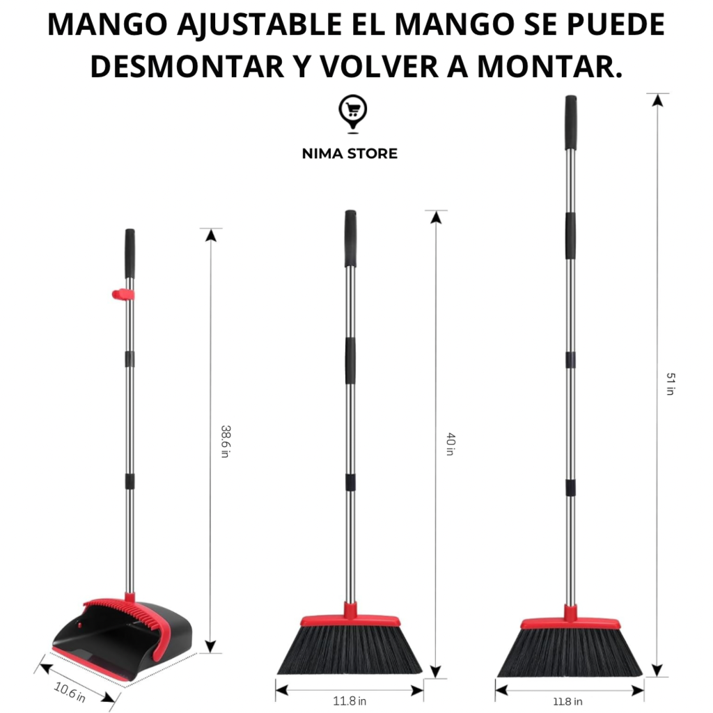 Escoba y Pala Sacapelusas con Mango
