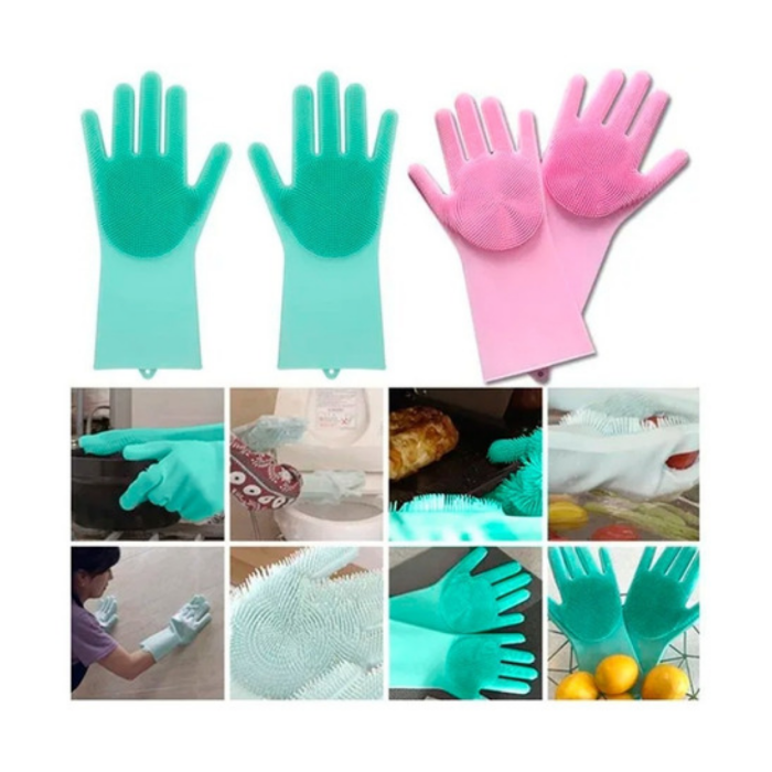 Guantes Silicona Esponja Lavaplatos Mascota Cocina Moderno