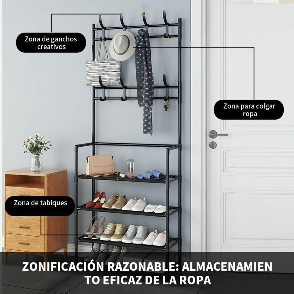 Perchero Organizador de 4 Estantes Estructura Firme