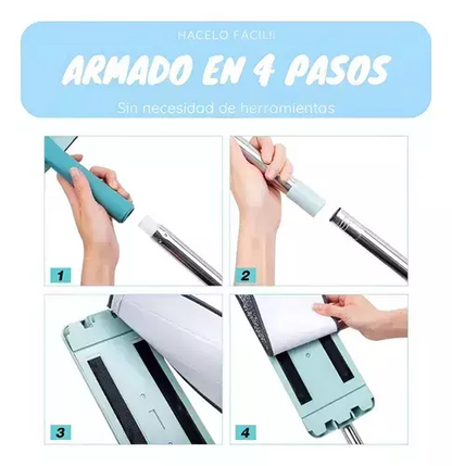 Clean Magic™ | Trapeador Mopa Plano + Balde Escurridor