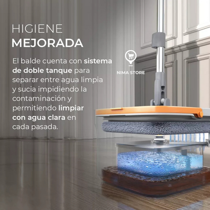 Mopa con Balde Centrifugador Separador (Limpia/Sucia)