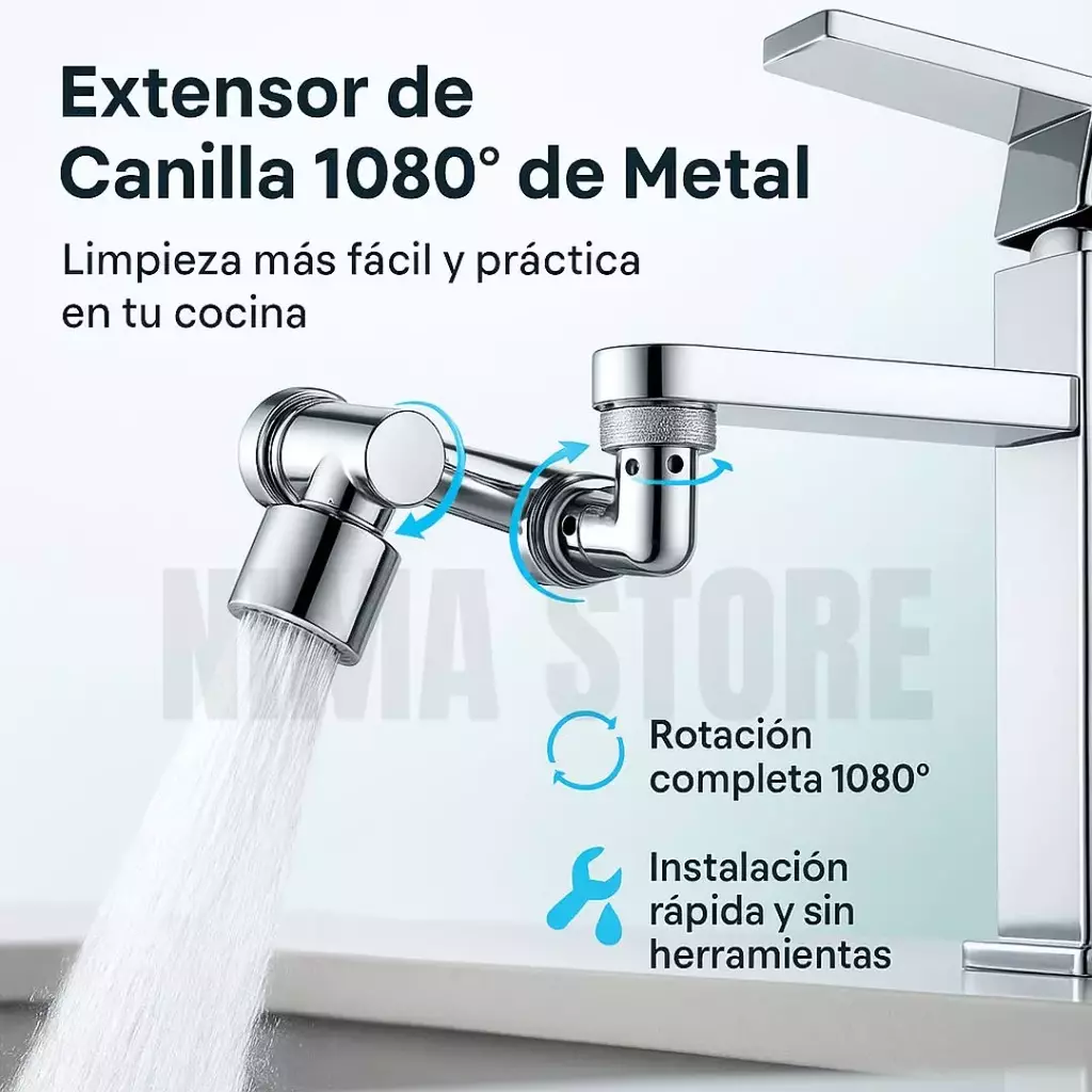 Extensor Para Canilla Anti Splash 1080° (METAL) + Alfombra Anti Splash de ¡REGALO!