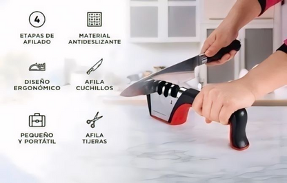 Set Cocina 3 En 1 Afilador, Cuchillo y Pelador