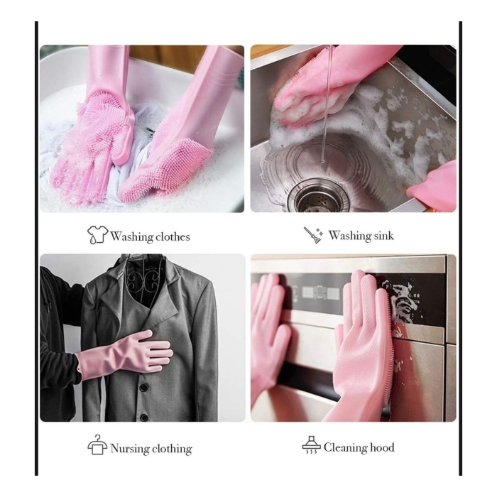 Guantes Silicona Esponja Lavaplatos Mascota Cocina Moderno