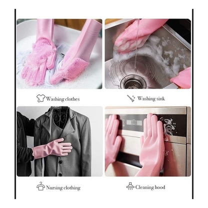 Guantes Silicona Esponja Lavaplatos Mascota Cocina Moderno