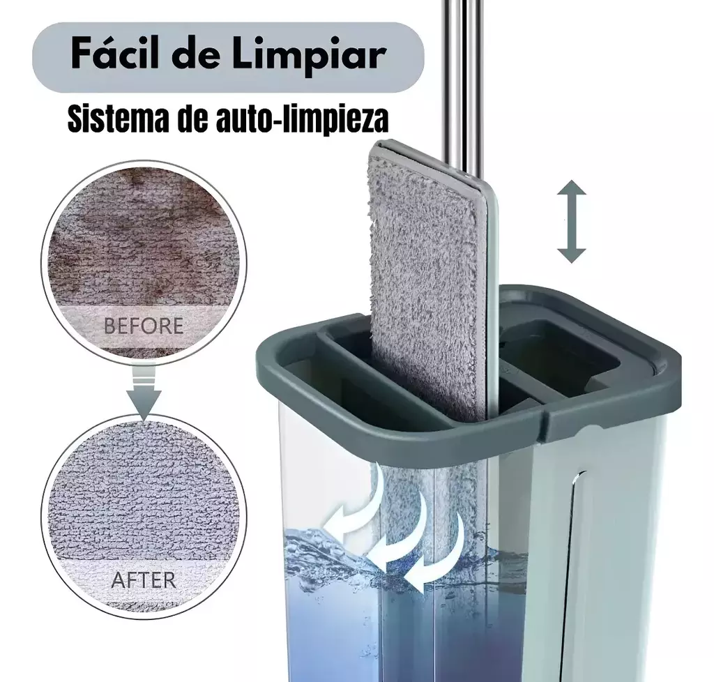 Clean Magic™ | Trapeador Mopa Plano + Balde Escurridor