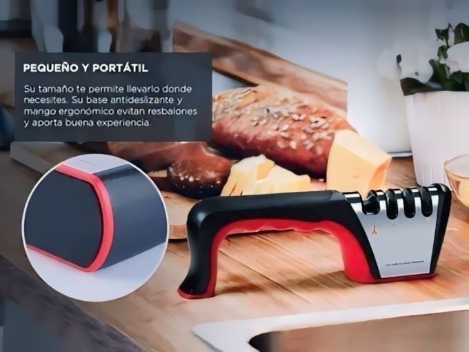 Set Cocina 3 En 1 Afilador, Cuchillo y Pelador