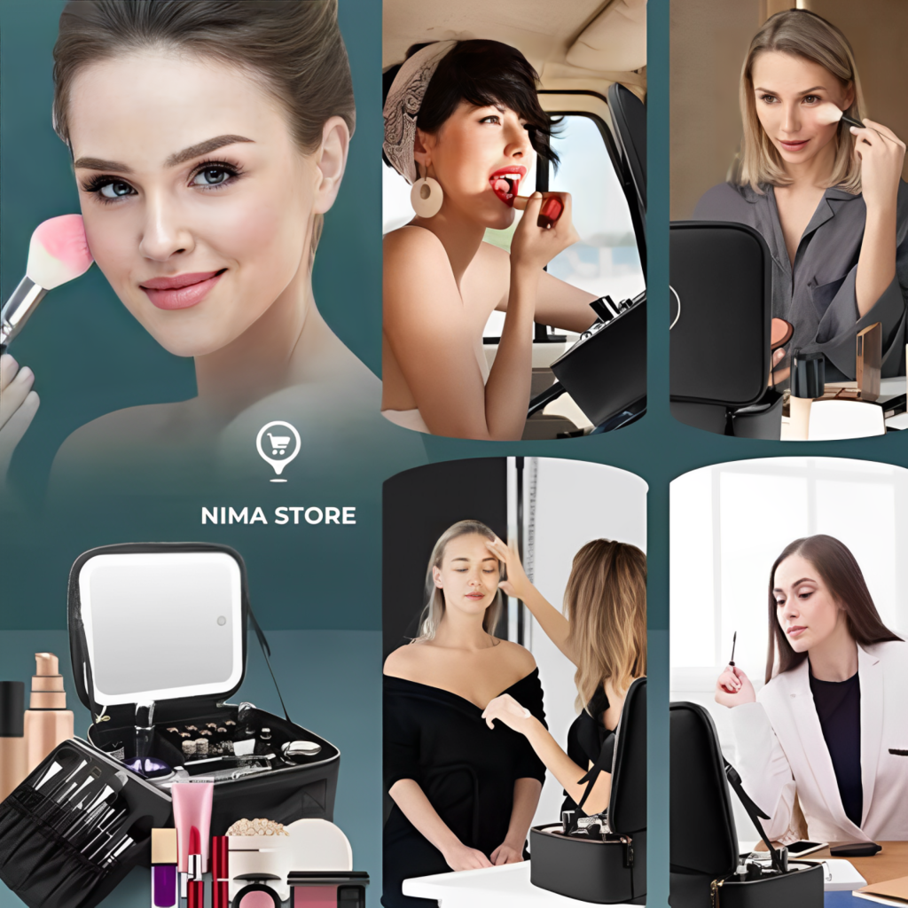 Maletin Organizador de Maquillaje con Espejo Luz Led