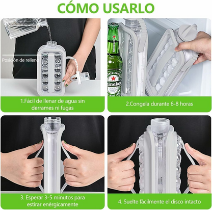 Botella molde cubos hielo cocina