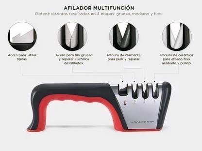Set Cocina 3 En 1 Afilador, Cuchillo y Pelador