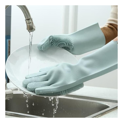 Guantes Silicona Esponja Lavaplatos Mascota Cocina Moderno