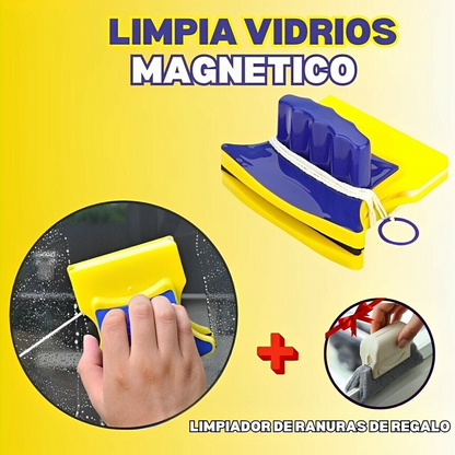 Limpia Vidrio Magnético + Limpiador de ranura de Ventanas