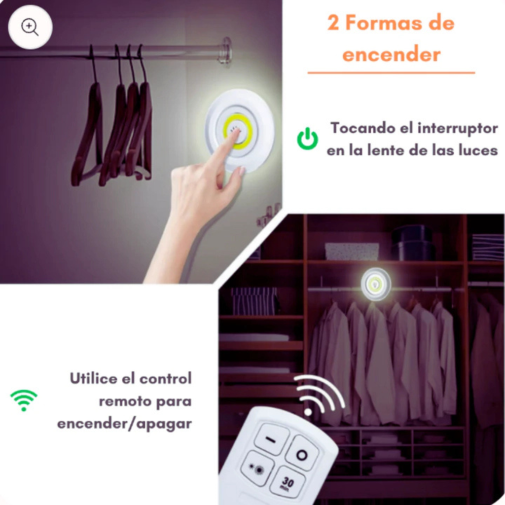 Set de 3 Luces + Control Remoto - Instalación en segundos