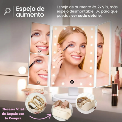 Espejo 3 en 1 Con Luz Led