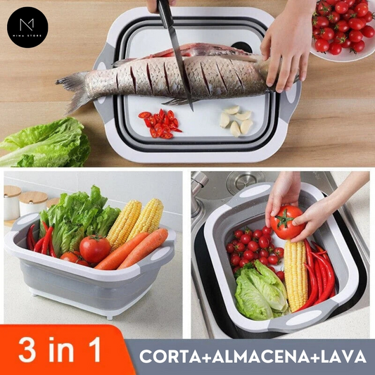 Tabla Plegable 3 En 1 | Picar, Lavar y Escurrir