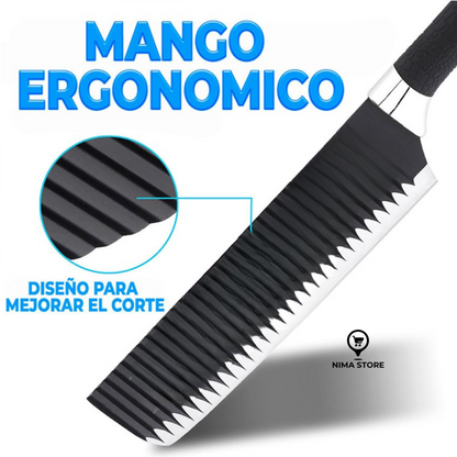 Set x 6 Cuchillos de Acero Recubierto en Cerámica Volcánica