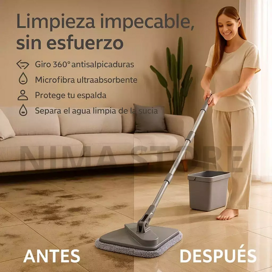 Mopa con Balde Centrifugador Separador (Limpia/Sucia)