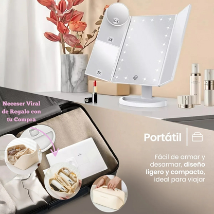 Espejo 3 en 1 Con Luz Led