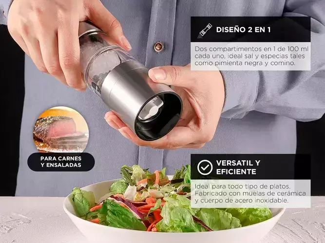 Molinillo Inoxidable 2 en 1 Sal Pimienta Especias