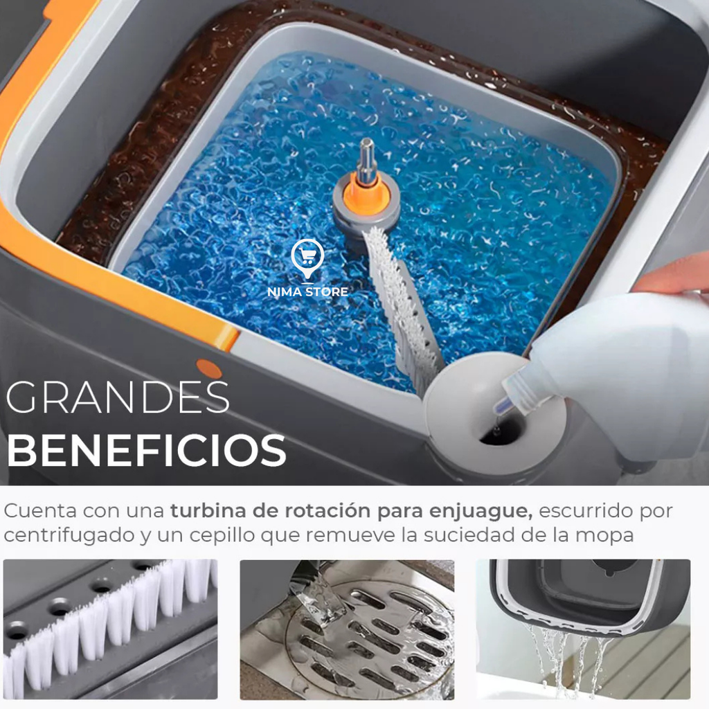 Mopa con Balde Centrifugador Separador (Limpia/Sucia)