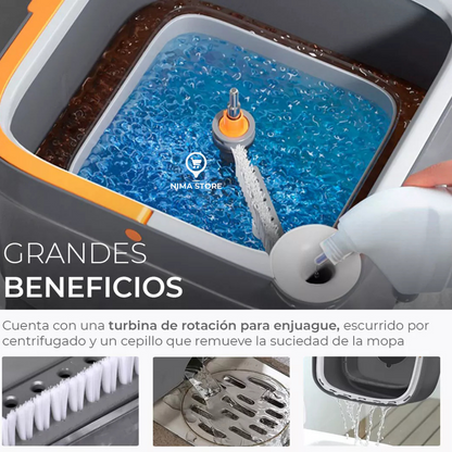 Mopa con Balde Centrifugador Separador (Limpia/Sucia)
