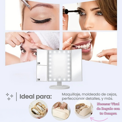 Espejo 3 en 1 Con Luz Led