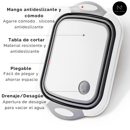 Tabla Plegable 3 En 1 | Picar, Lavar y Escurrir