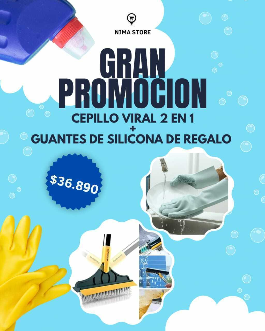 Cepillo Limpieza 2 En 1 - 120° + Guantes y Palo de REGALO