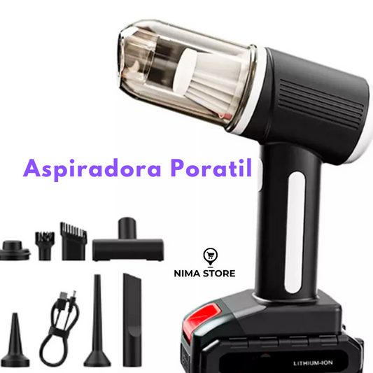 Aspiradora Portátil Inalámbrica con Batería Extraíble y 6 Boquillas Especializadas