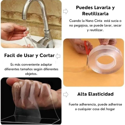 Nano Cinta Doble Faz Lavable y reutilizable