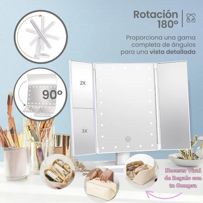 Espejo 3 en 1 Con Luz Led