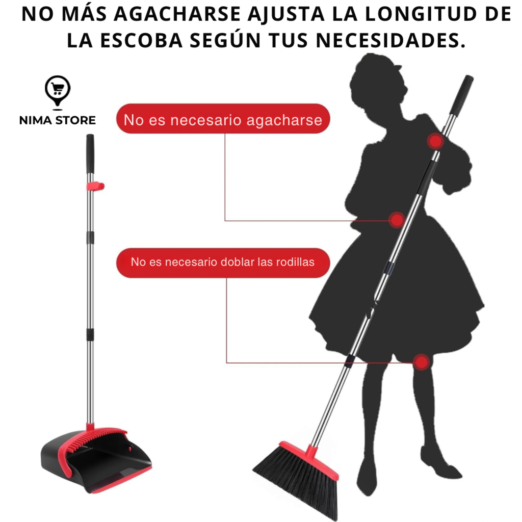Escoba y Pala Sacapelusas con Mango