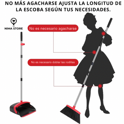 Escoba y Pala Sacapelusas con Mango