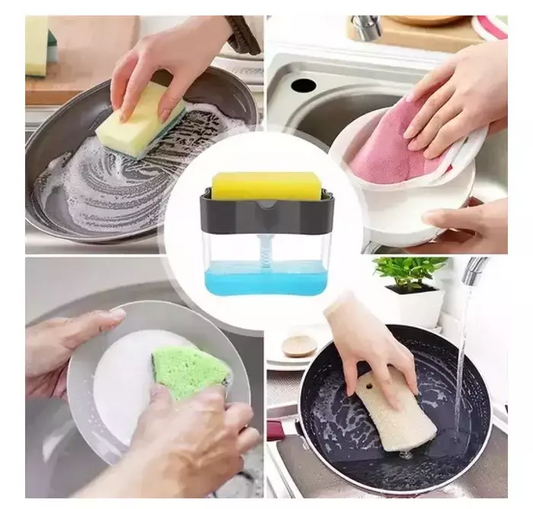 Dispensador de jabón de cocina 2 en 1 con soporte para esponja
