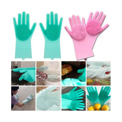 Guantes Silicona Esponja Lavaplatos Mascota Cocina Moderno