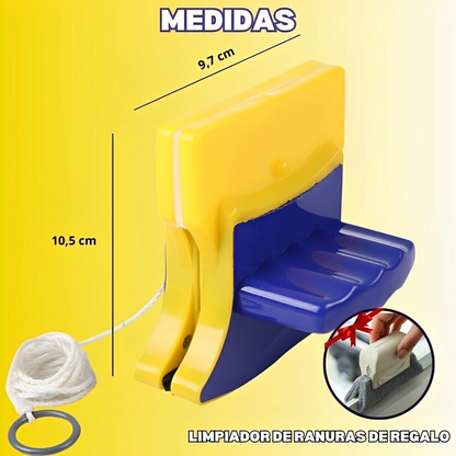 Limpia Vidrio Magnético + Limpiador de ranura de Ventanas