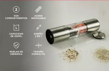 Molinillo Inoxidable 2 en 1 Sal Pimienta Especias