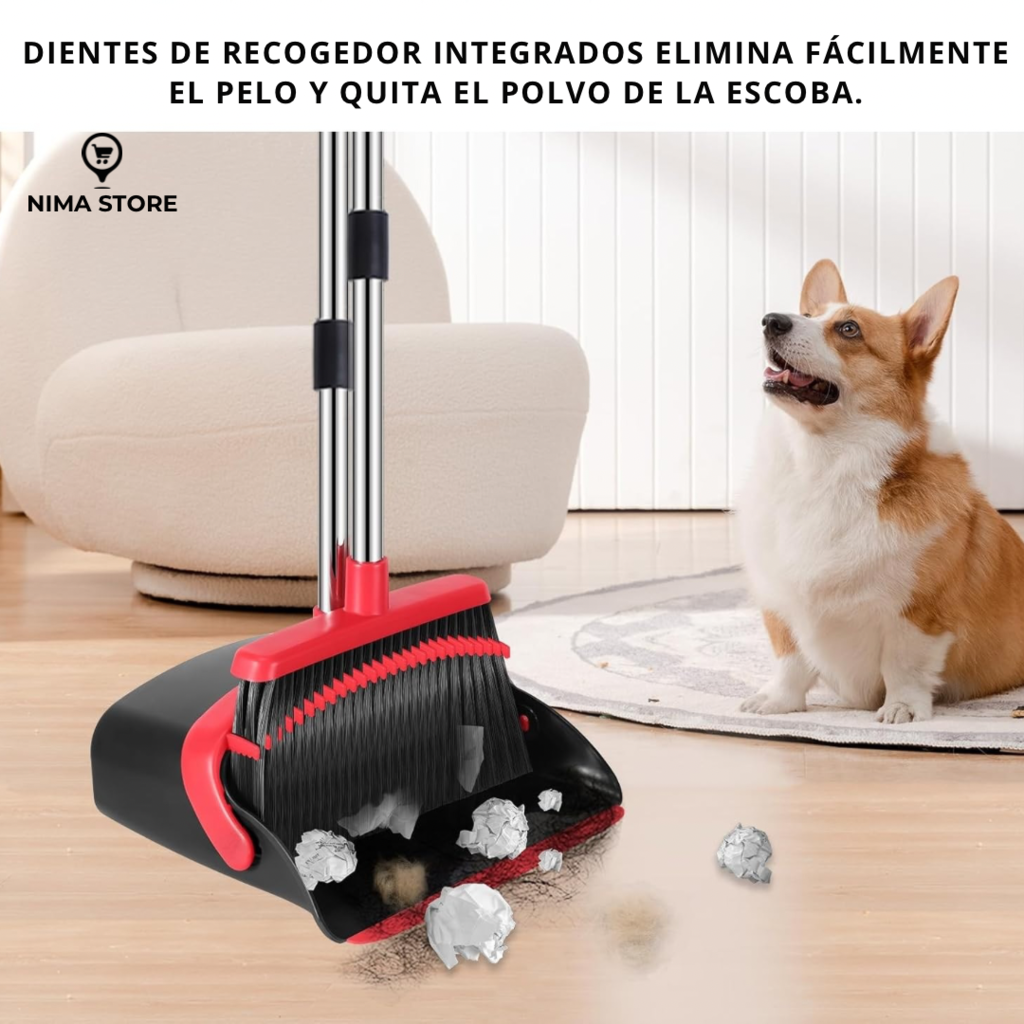 Escoba y Pala Sacapelusas con Mango