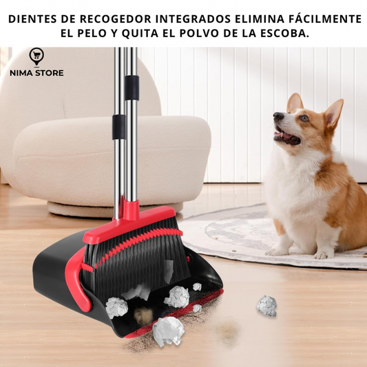 Escoba y Pala Sacapelusas con Mango