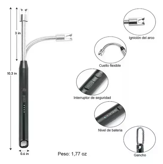Encendedor Eléctrico Chispero Recargable Usb Plasma