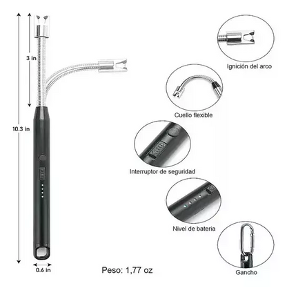 Encendedor Eléctrico Chispero Recargable Usb Plasma
