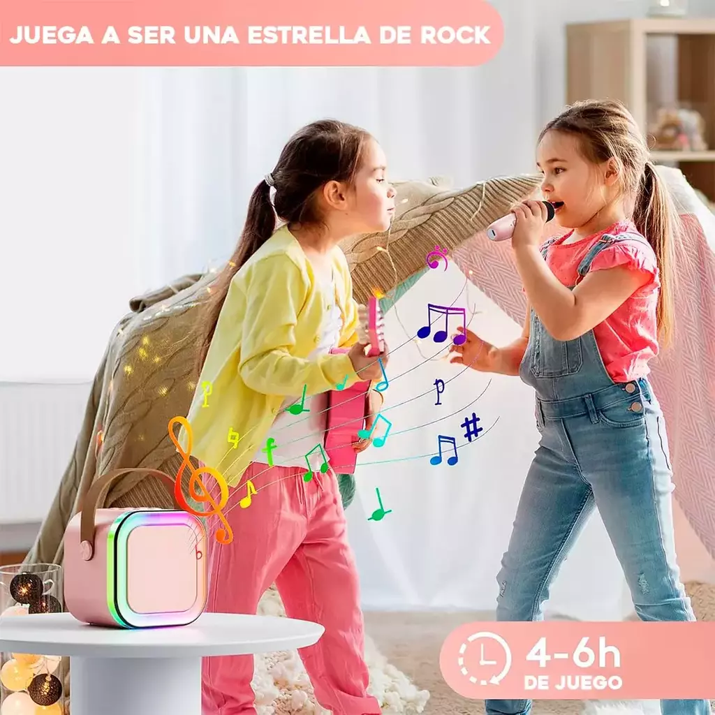 Mini karaoke Con 2 Micrófonos Inalámbricos Bluetooth