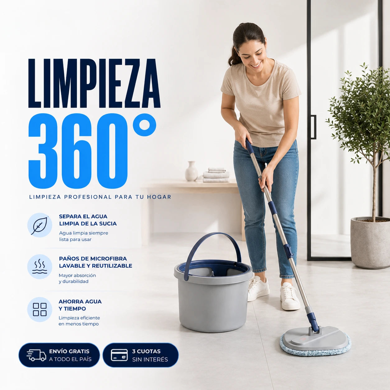 Spin Mop 360 Pro™ – Separa El Agua Limpia De La Sucia