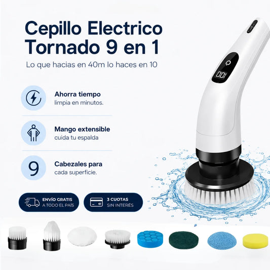 Cepillo Electrico Giratorio De Limpieza Tornado 9 en 1
